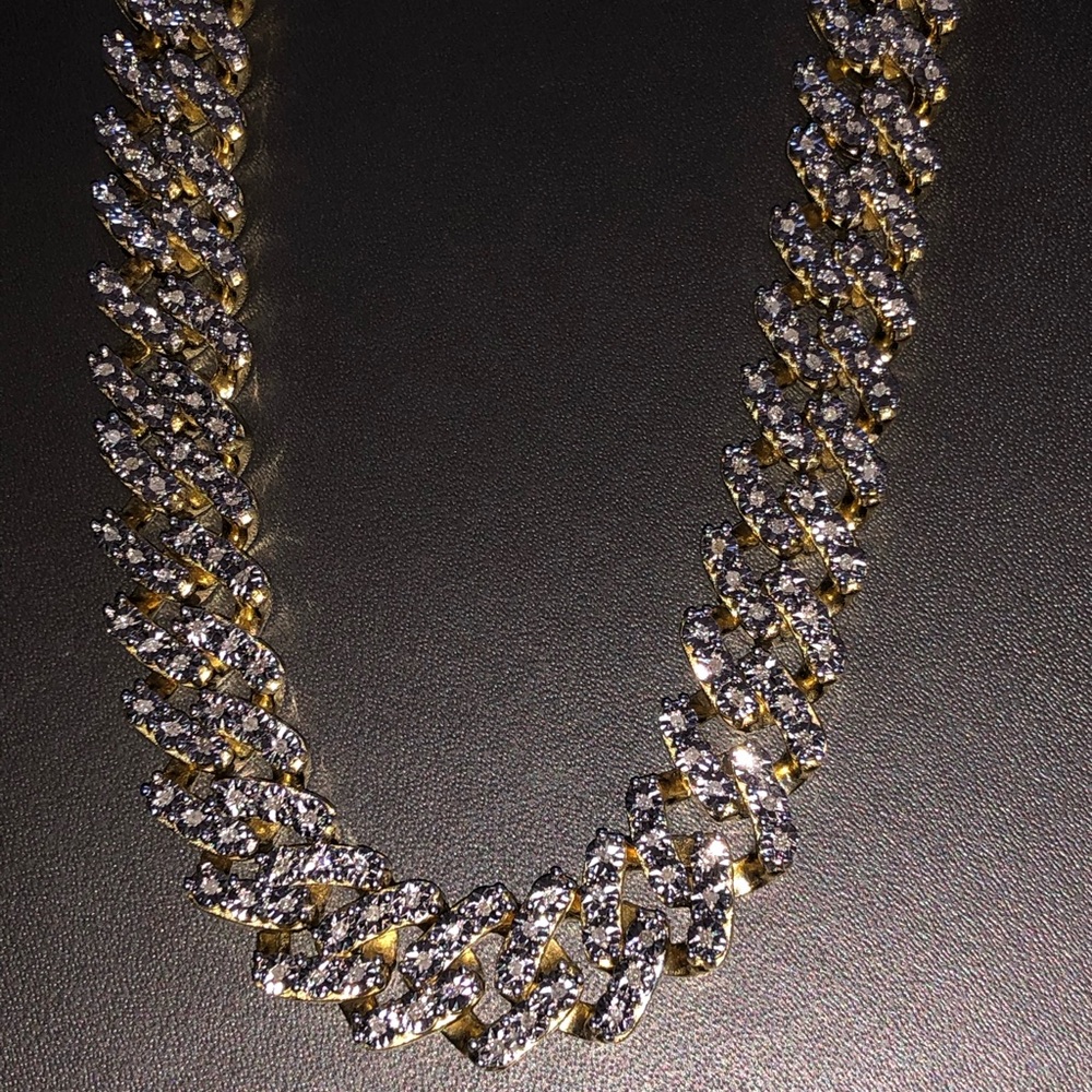 10k gold REAL DIAMOND Cuban link chain FREE posh authenticate service NOT FAKE! - Picture 6 of 12